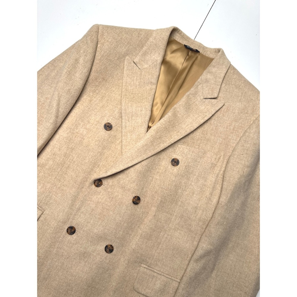 Paul Fredrick Mens 44R Double Breasted 100% Camel Hair Blazer Tan Sport Coat